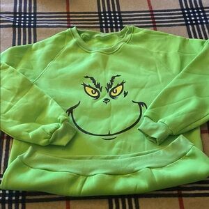 Lime Green Sweatshirt with Grinch Graphic Design
